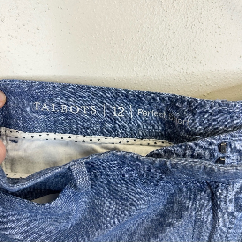 100% Cotton Blue Shorts Talbots Size 12 Preppy Travel Lightweight Summer Beach - Picture 8 of 12